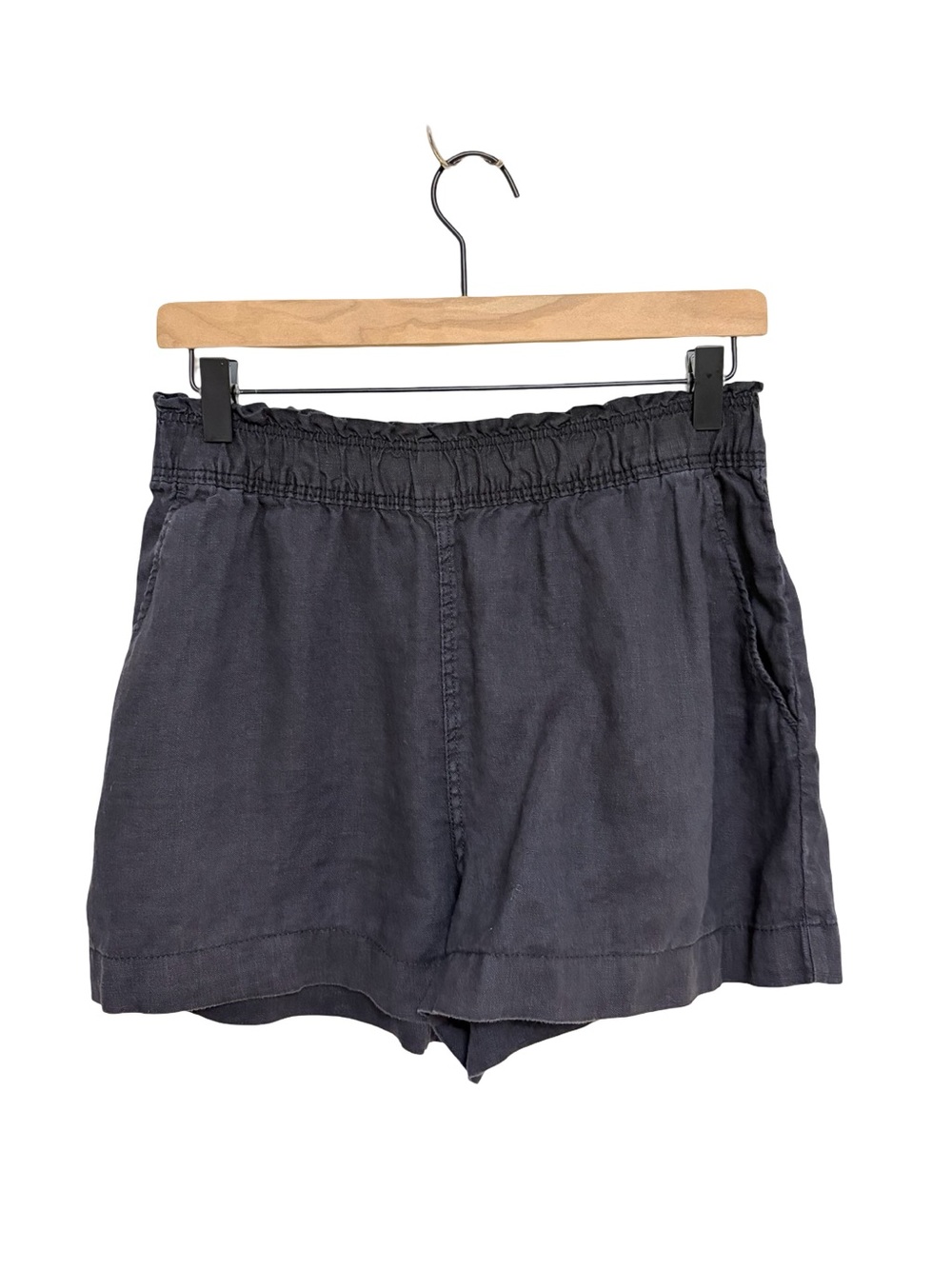 H&M 100% Linen Pull-On High Rise Shorts 3” in Black - Size S